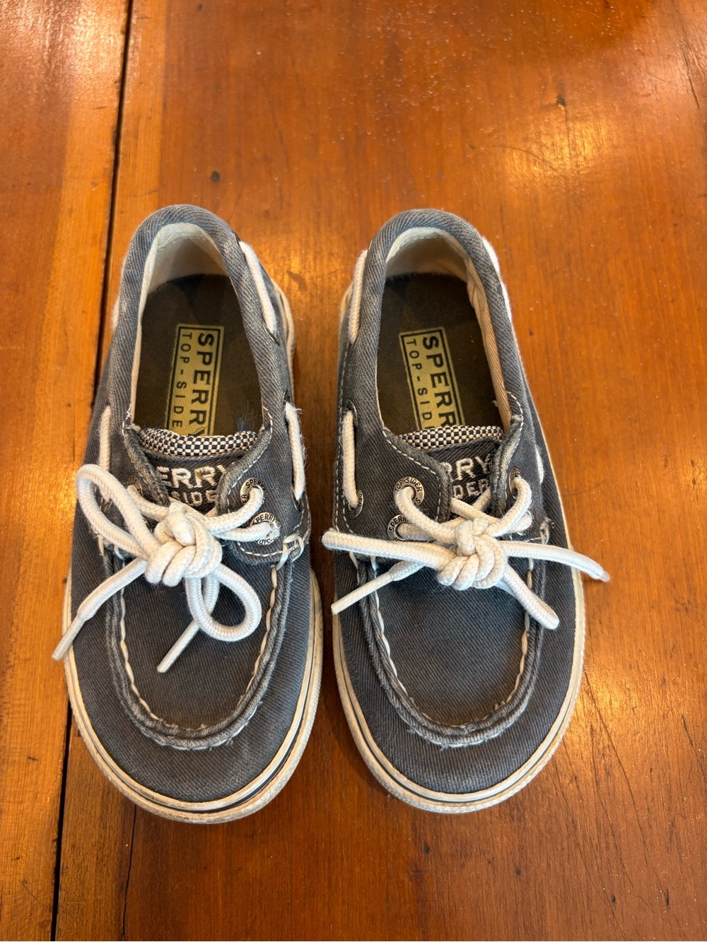 Sperry Kids Navy Canvas Boat Shoes with White Laces
